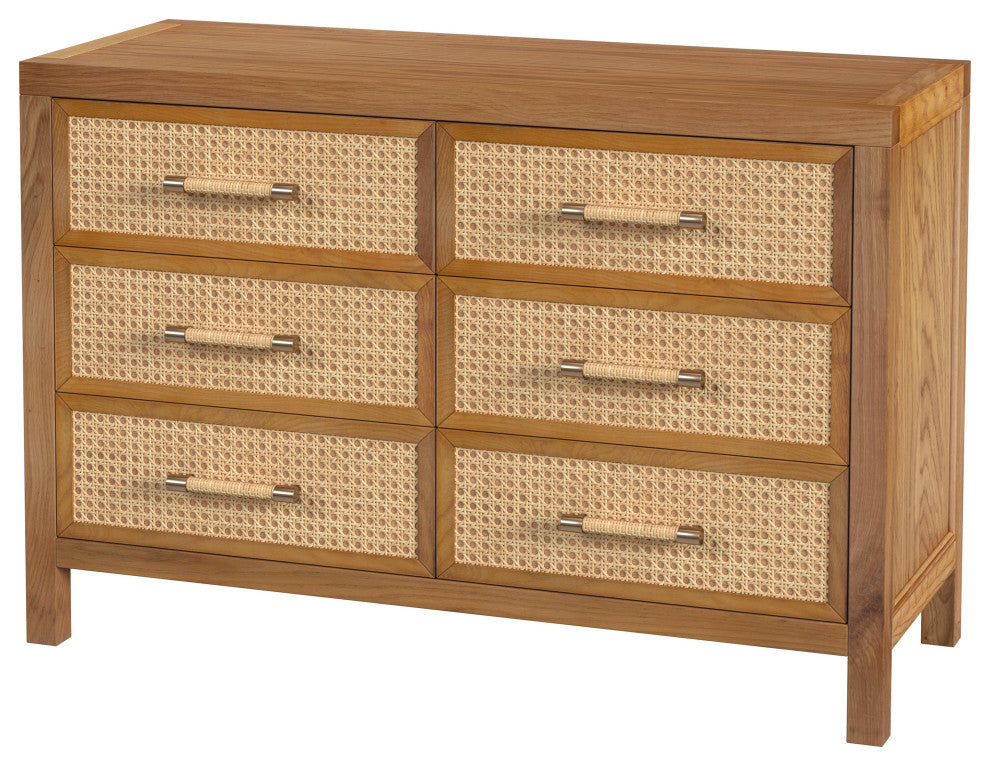 Mesa Cane and Solid Wood 6-Drawer Dresser