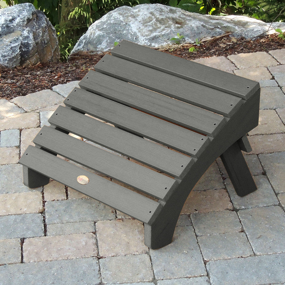 Hamilton Folding Adirondack Chair and Ottoman Set, Coastal Teak
