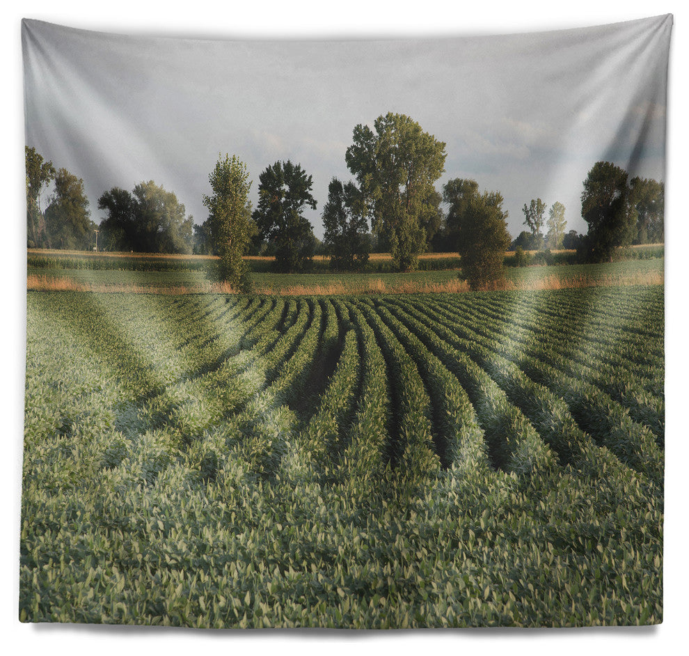 Wisconsin Soybean Field Rows Landscape Wall Tapestry, 60"x50"