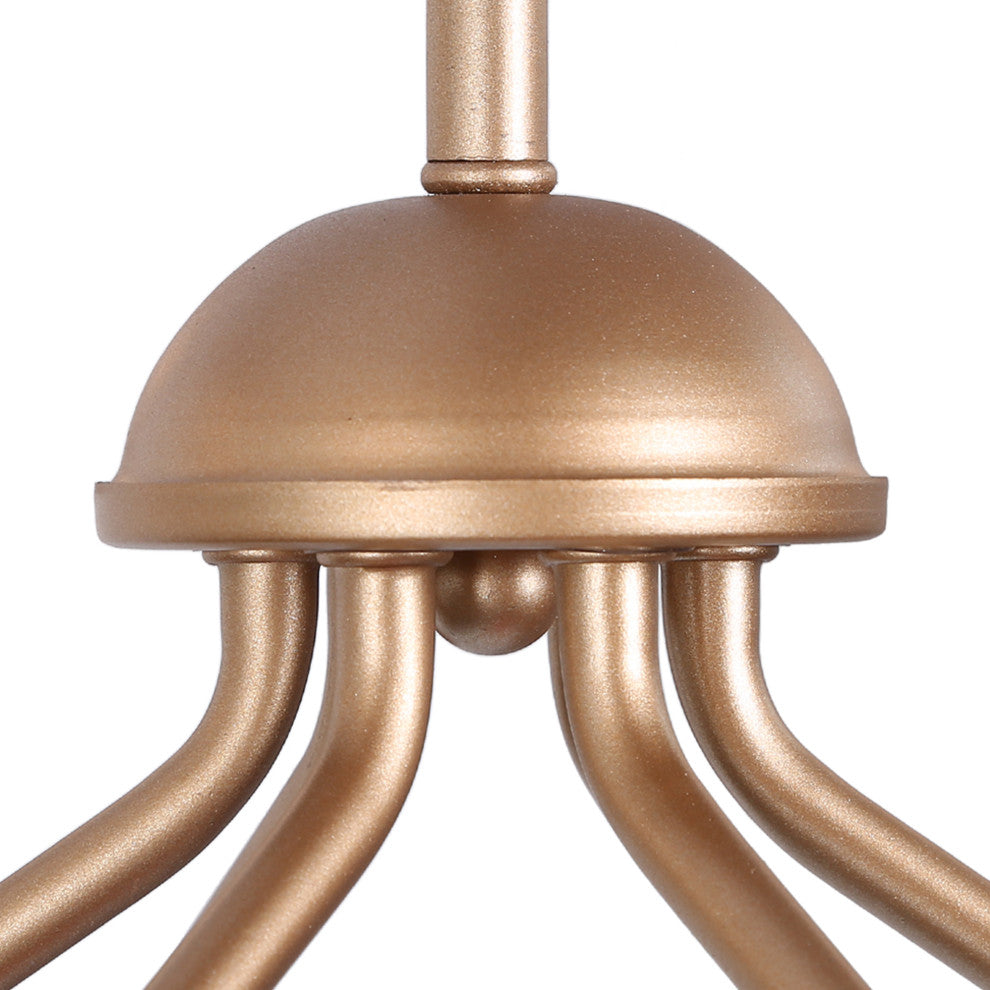 LALUZ 6-Light 27" Gold and Frosted Glass Mid Century Globe Chandelier