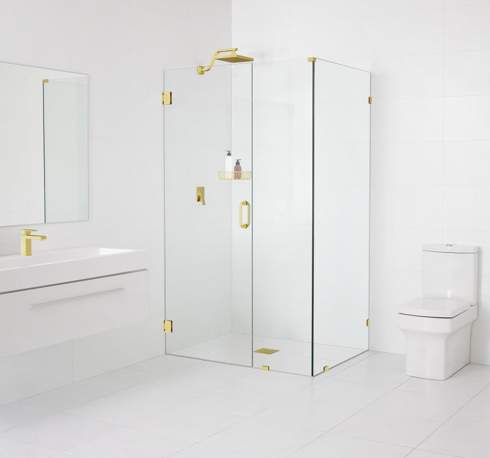 78"x38"x32" Frameless 90 Degree Shower Enclosure Wall Hinge, Polished Brass