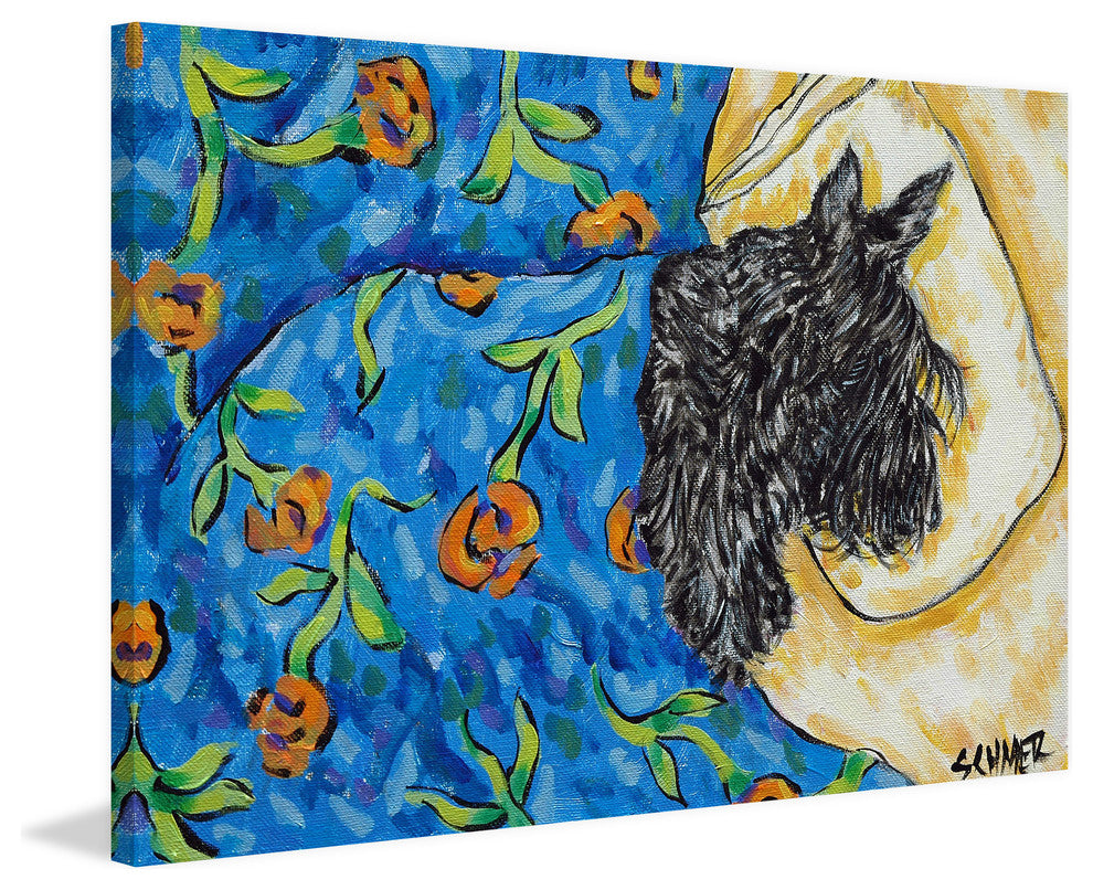 "Scottish Terrier Sleeping" Painting Print on Wrapped Canvas, 60"x40"