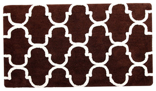 Cotton Dual Color Geometric Pattern Bath Rug, Chocolate/Ivory, 50"x30"