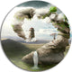 Magical Bridge To Lighthouse, Landscape Photo Disc Metal Wall Art, 11"