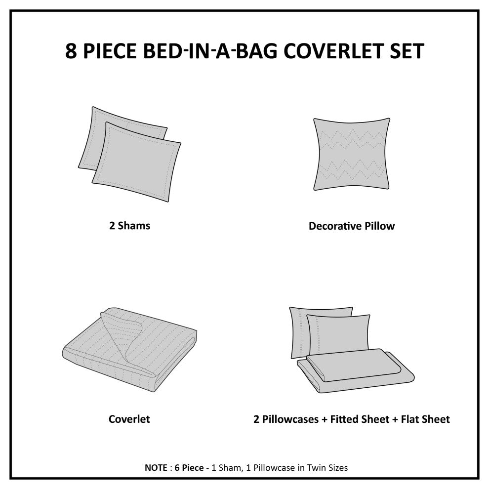 Madison Park Microfiber Printed 6-Piece Coverlet Set, Twin