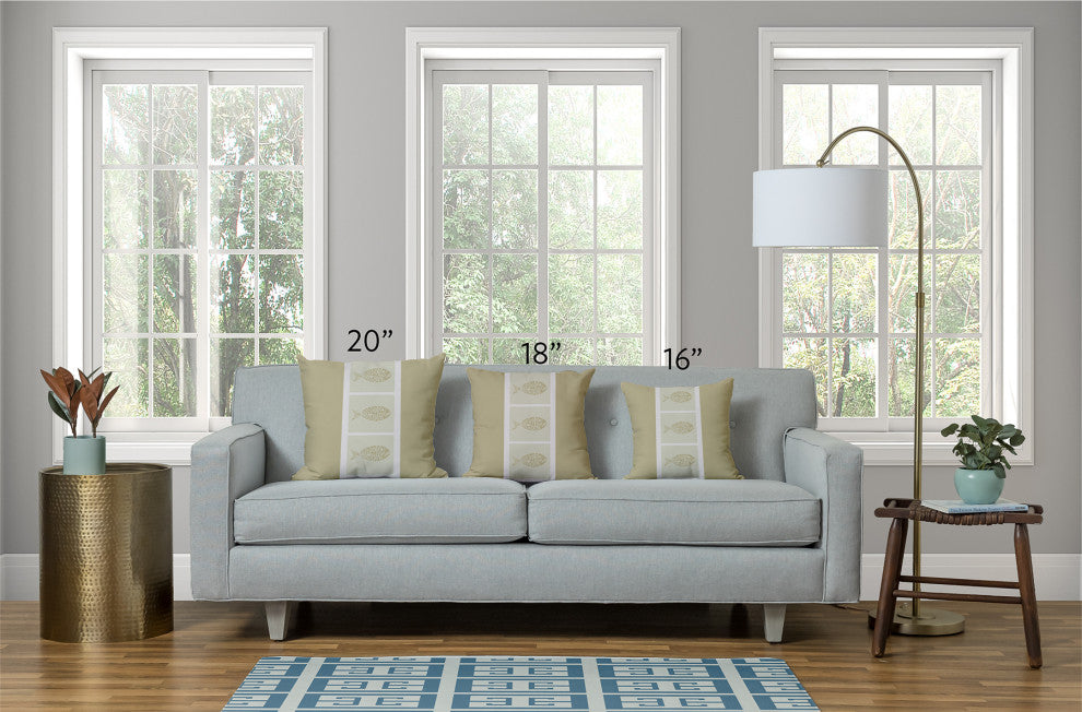 26x26" Big Fish Nautical Decorative Indoor Pillow, Sage