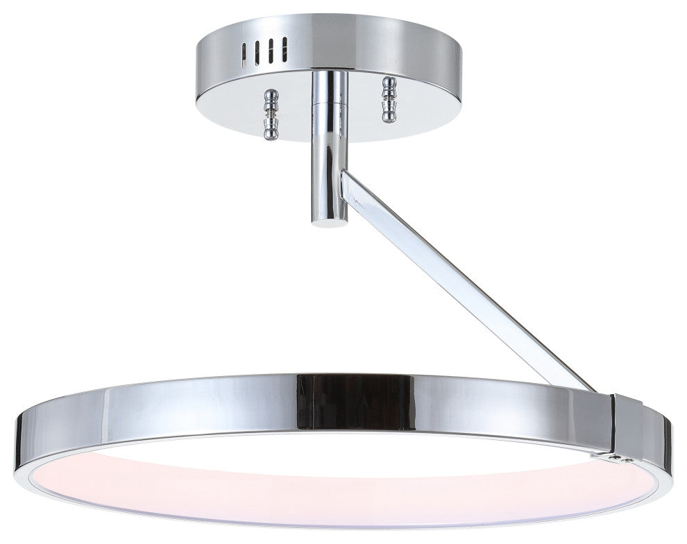 Owen 17.5" Dimmable Integrated Led Metal Semi-Flush Mount, Chrome