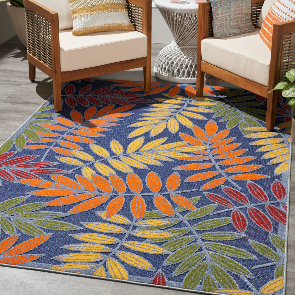 Nourison Aloha 3'6" x 5'6" Navy Multicolor Outdoor Rug
