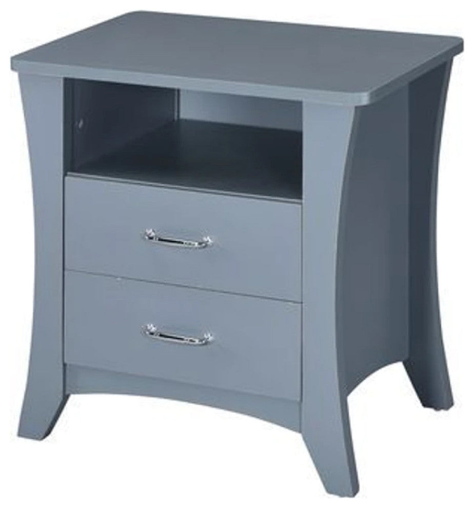 Benzara BM269583 Accent Table With 2 Drawers and Open Compartment, Gray