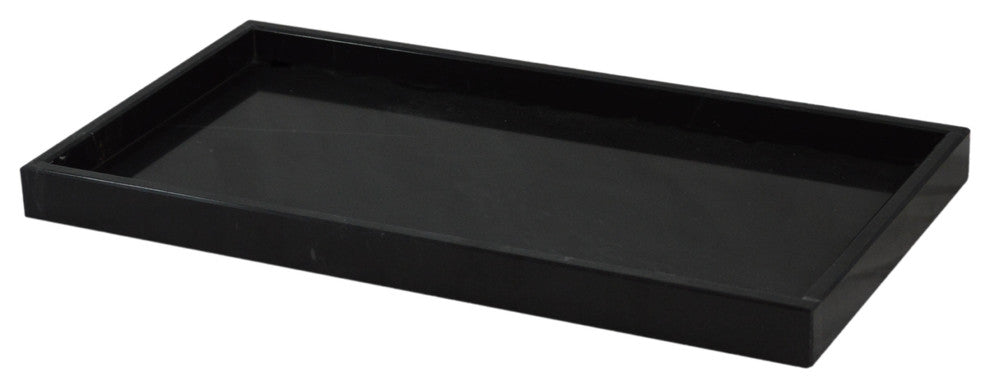 Myrtus Collection Black and Gold Marble Large Amenity Tray, Black