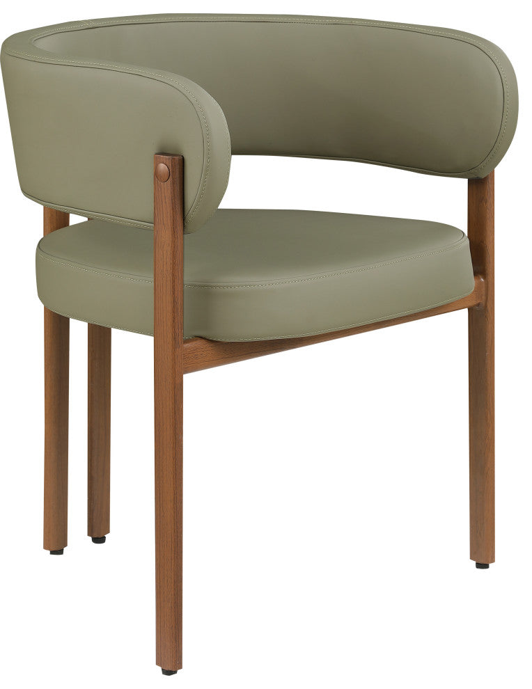 Gideon Black Faux Leather Dining Chair (Set of 2), Olive, Walnut Finish