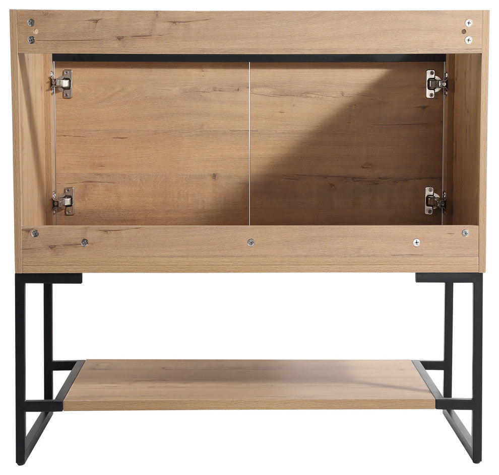 36 inch Plywood Freestanding Bathroom Vanity Set with Integrated Ceramic Sink