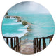 Old Bridge Into Mexico Waterfall, Seashore Round Metal Wall Art, 36"