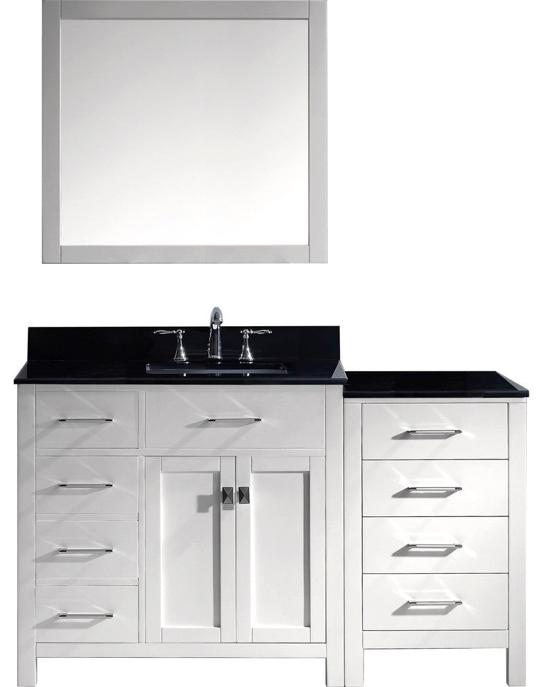 Caroline Parkway 57" Single Bathroom Vanity Set White, Granite Top