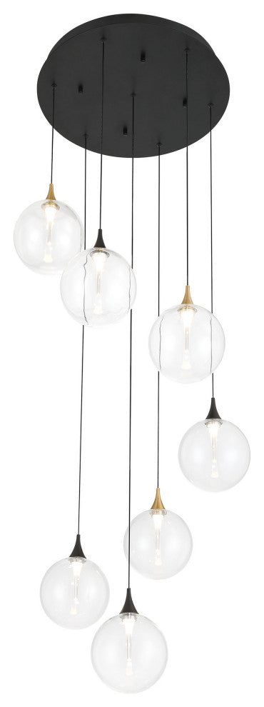 Iissa 7L 21" Gold-Black Clear Chandelier