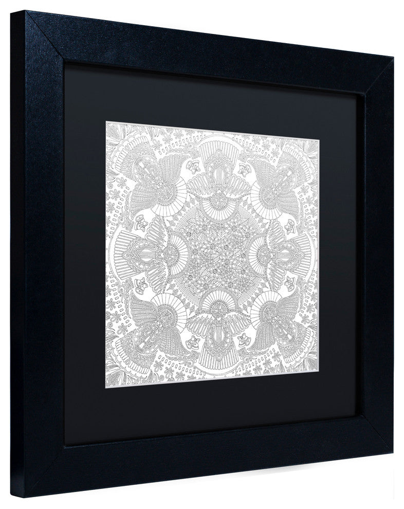Hello Angel 'Christmas Angels' Art, Black Frame, Black Mat, 11x11