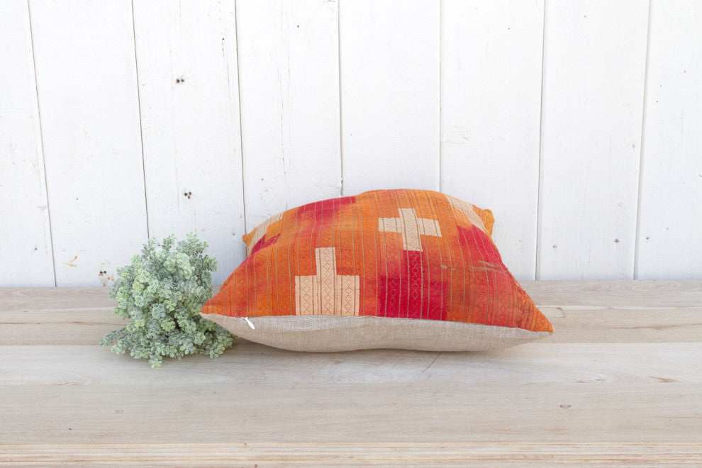 Terracota Gold Silk Phulkari Pillow