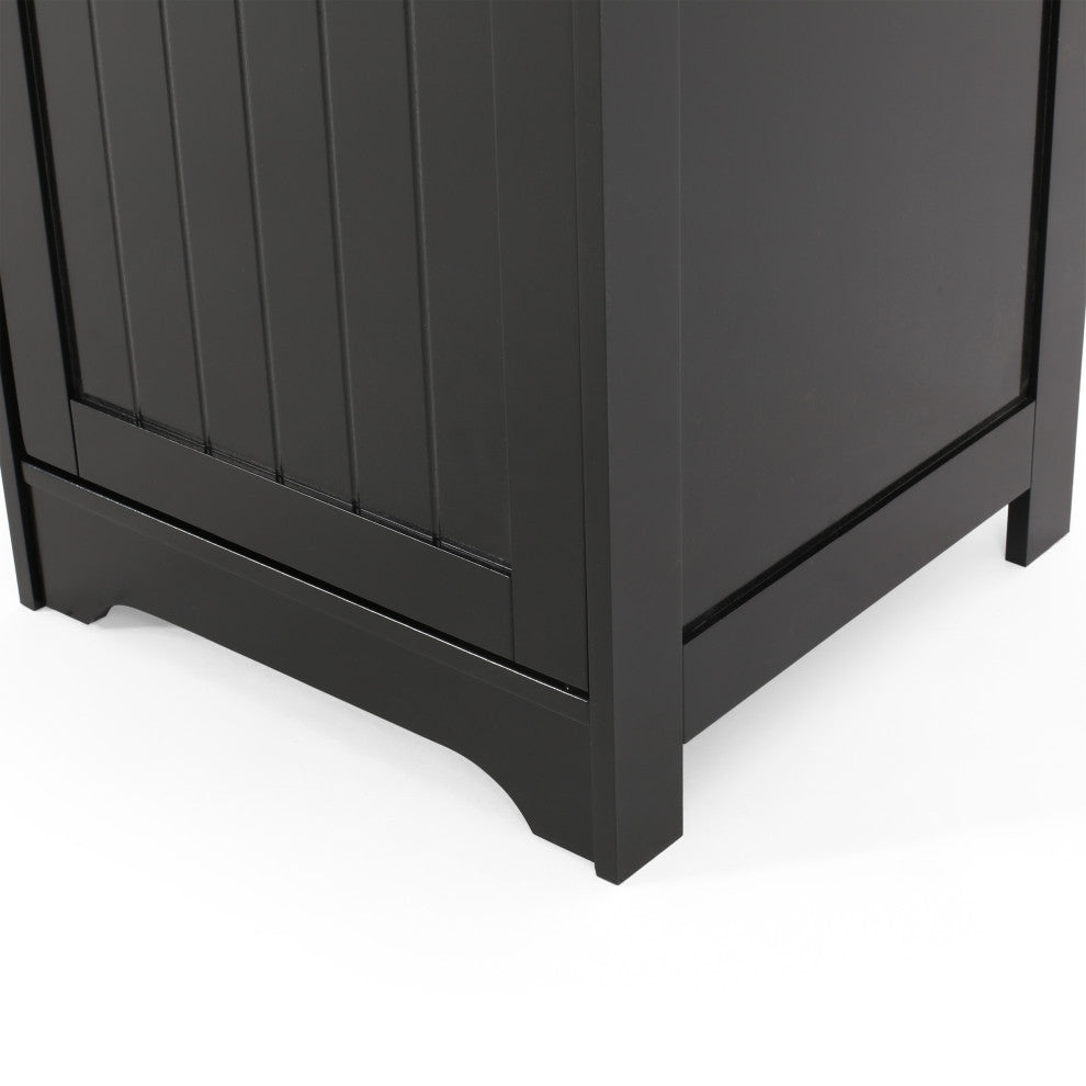 Lauren Modern Free Standing Bathroom Linen Tower Storage Cabinet, Black