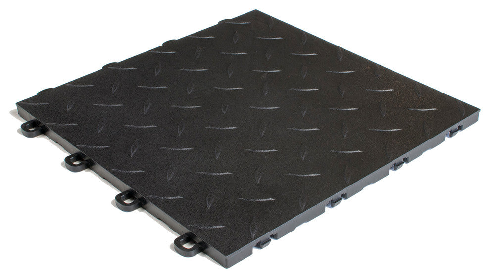 12"x12" Interlocking Garage Flooring Tiles, Diamond Top, Set of 27, Black