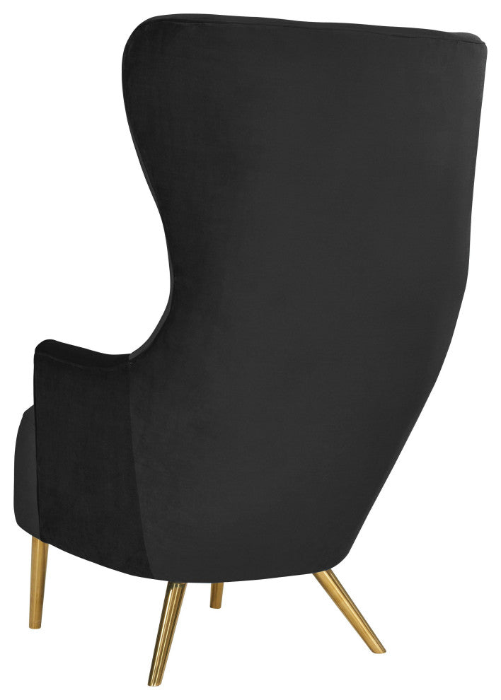 Julia Black Velvet Wingback Chair, Black