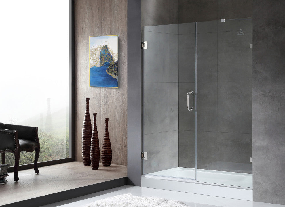 ANZZI Consort Series 60 in. x 72 in. Frameless Shower Door, Polished Chrome