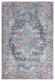 Nicole Curtis Machine Washable Floral Light Blue Multicolor Area Rug, Light Blue Multi, 4' X 6'