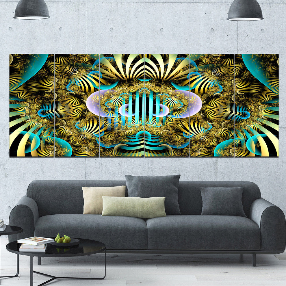 Magical Fairy Pattern Brown, Abstract Art on Canvas, 70"x28", 6 Panels