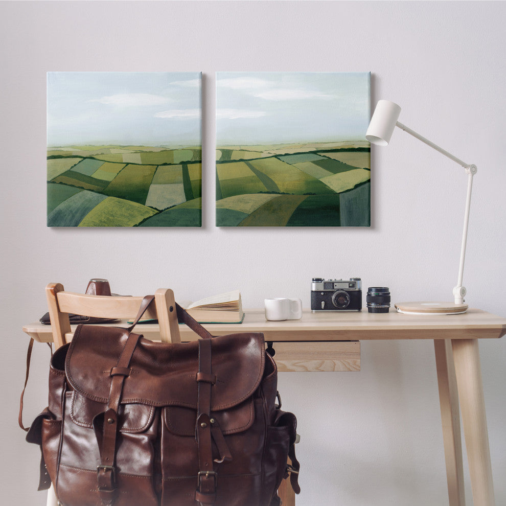 Rolling Hill Farm Crop Landscape Patchwork Grass Fields,24 x 24