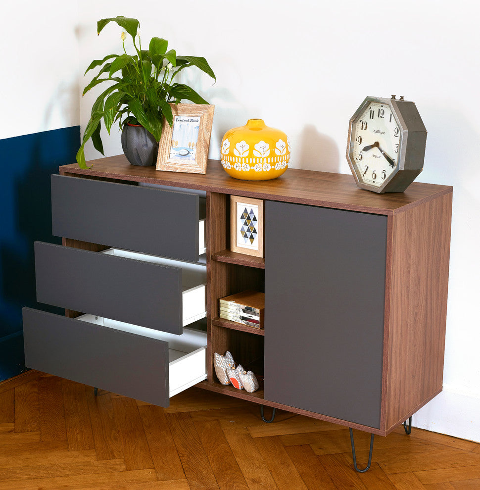 Symbiosis Aero Sideboard, Walnut/Gray