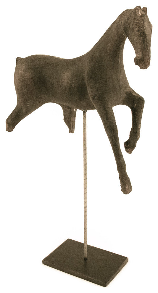 Gray Resin Horse on Stand
