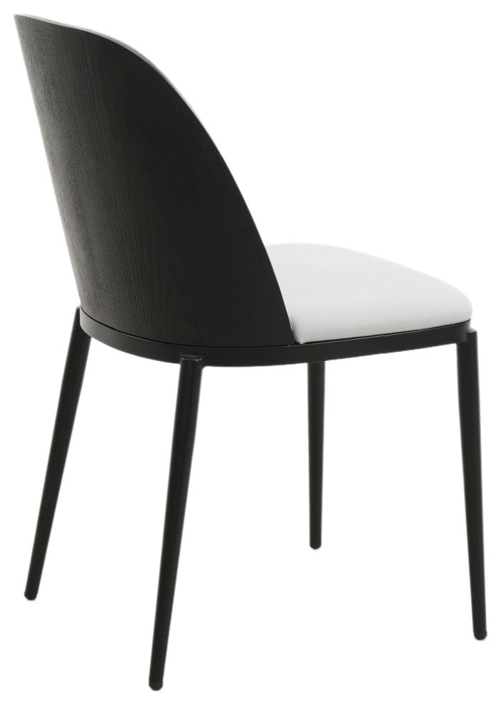 LeisureMod Tule Dining Side Chair With Upholstered Seat and Steel Frame, Black/Platinum Blue