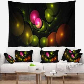Multi Color 3D Surreal Circles Abstract Wall Tapestry, 39"x32"