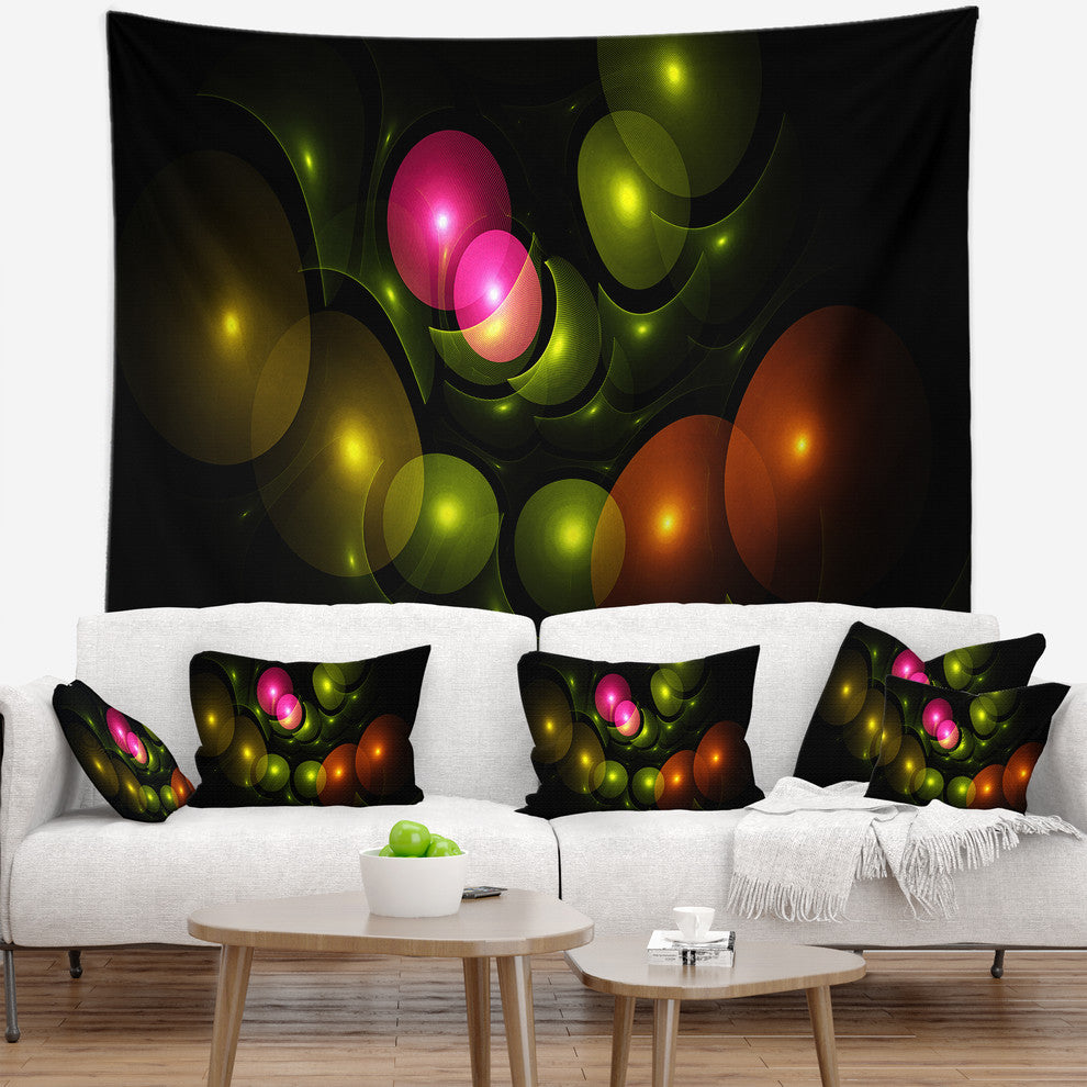 Multi Color 3D Surreal Circles Abstract Wall Tapestry, 39"x32"