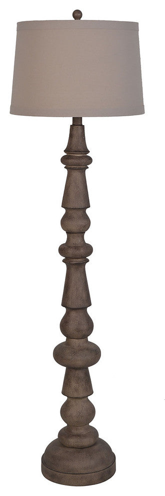 61" Polyresin Floor Lamp with Linen Shade, Dark Brown