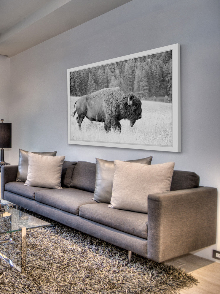 Marmont Hill, "Buffalo Grazing" Framed Painting Print, 30x20