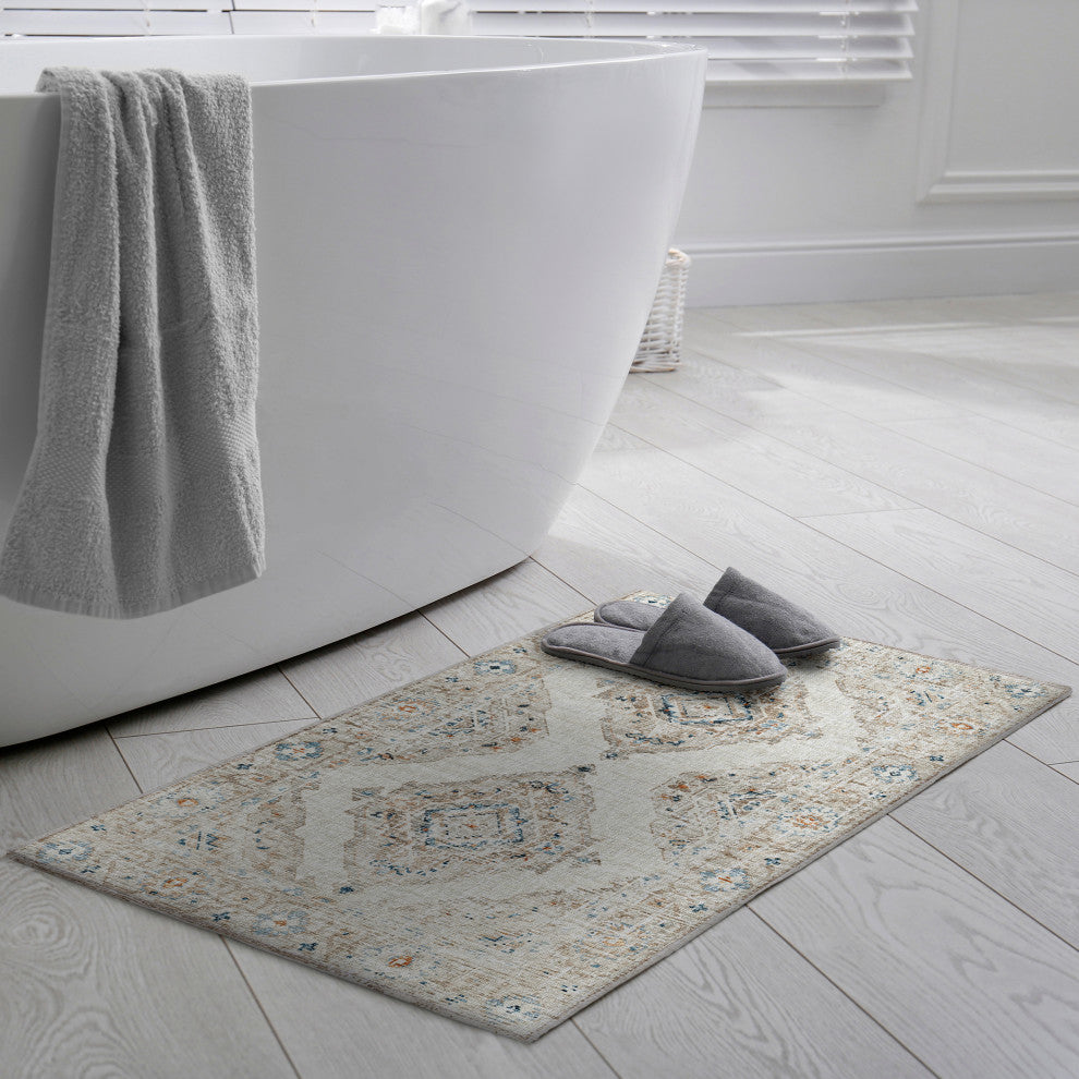 Indoor/Outdoor Marbella MB1 Ivory Machine Washable 1'8" x 2'6" Rug