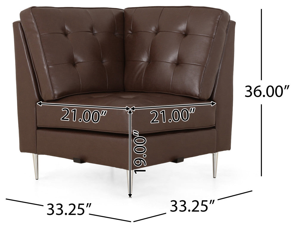 Goliath Contemporary Faux Leather Tufted 5 Seater Sectional Sofa Set