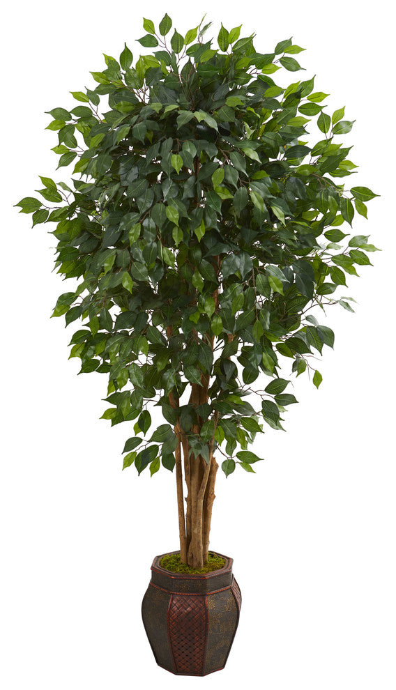 6' Ficus Artificial Tree, Decorative Planter