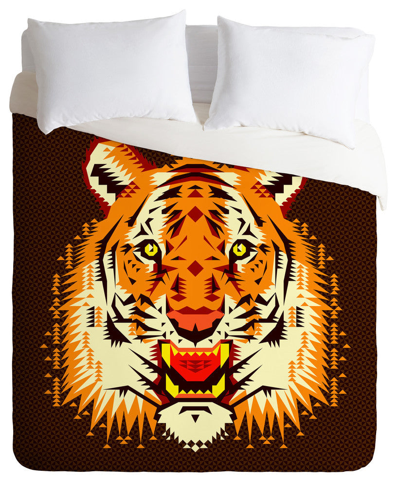 Deny Designs Chobopop Geometric Tiger Duvet Cover - Lightweight