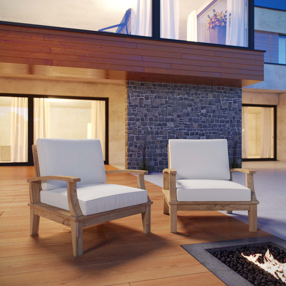 Marina 2 Piece Outdoor Patio Teak Set, Natural White