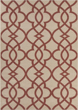Chandra Calcutta Cal1559 Geometric Outdoor Rug, Beige/Rust, 5'3"x7'6"