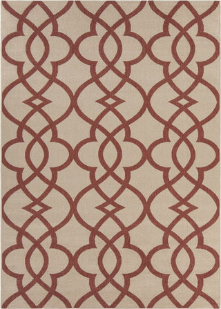 Chandra Calcutta Cal1559 Geometric Outdoor Rug, Beige/Rust, 5'3"x7'6"