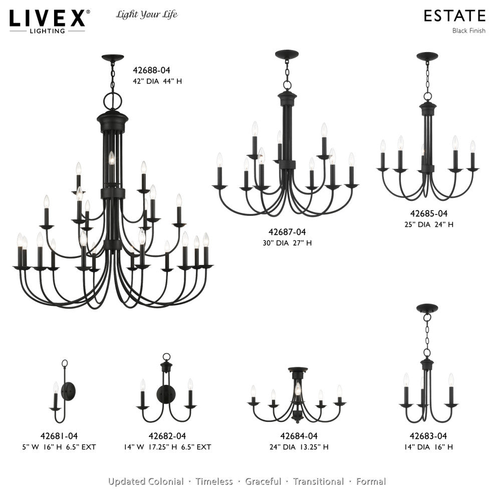 Livex Lighting Estate 5-Light Black Large Semi-Flush