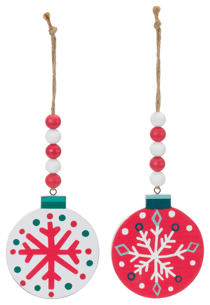 Wood Beaded Snowflake Ornament, 12-Piece Set