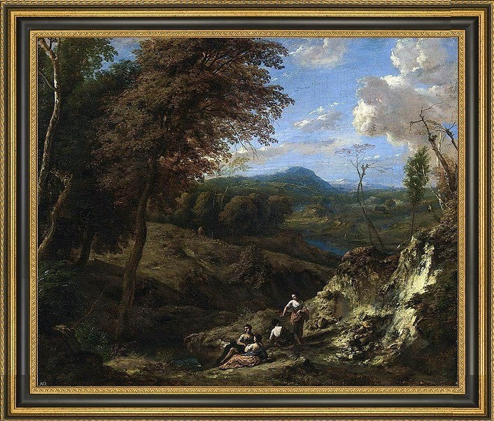 Cornelis Huysmans Wooded Hilly Landscape Framed Premium Canvas Print, 25"x20