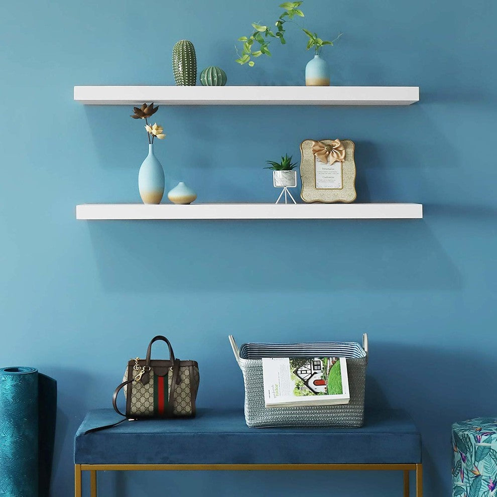 11.81" Depth Grande Floating Wall Shelves, White, 47.24"