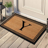 A1HC Black/Beige Coir Monogrammed Doormat 24"x39" , Y