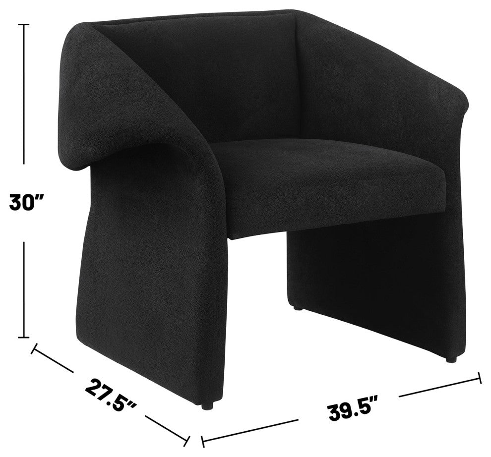 Upholstered Accent Chair With Sloped Arms, Black