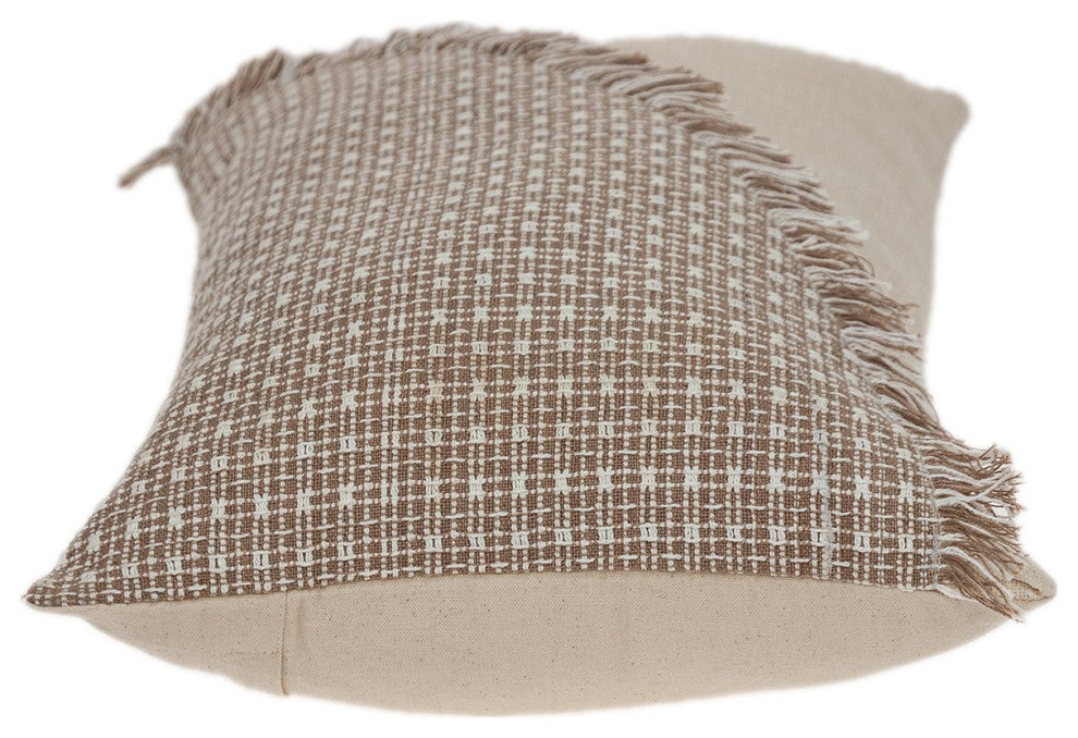 Sandy Beige Textured Throw Pillow