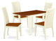 5Pc Dining Set, Wood Table, 4 Chairs, Rubberwood Seat, Buttermilk-Cherry